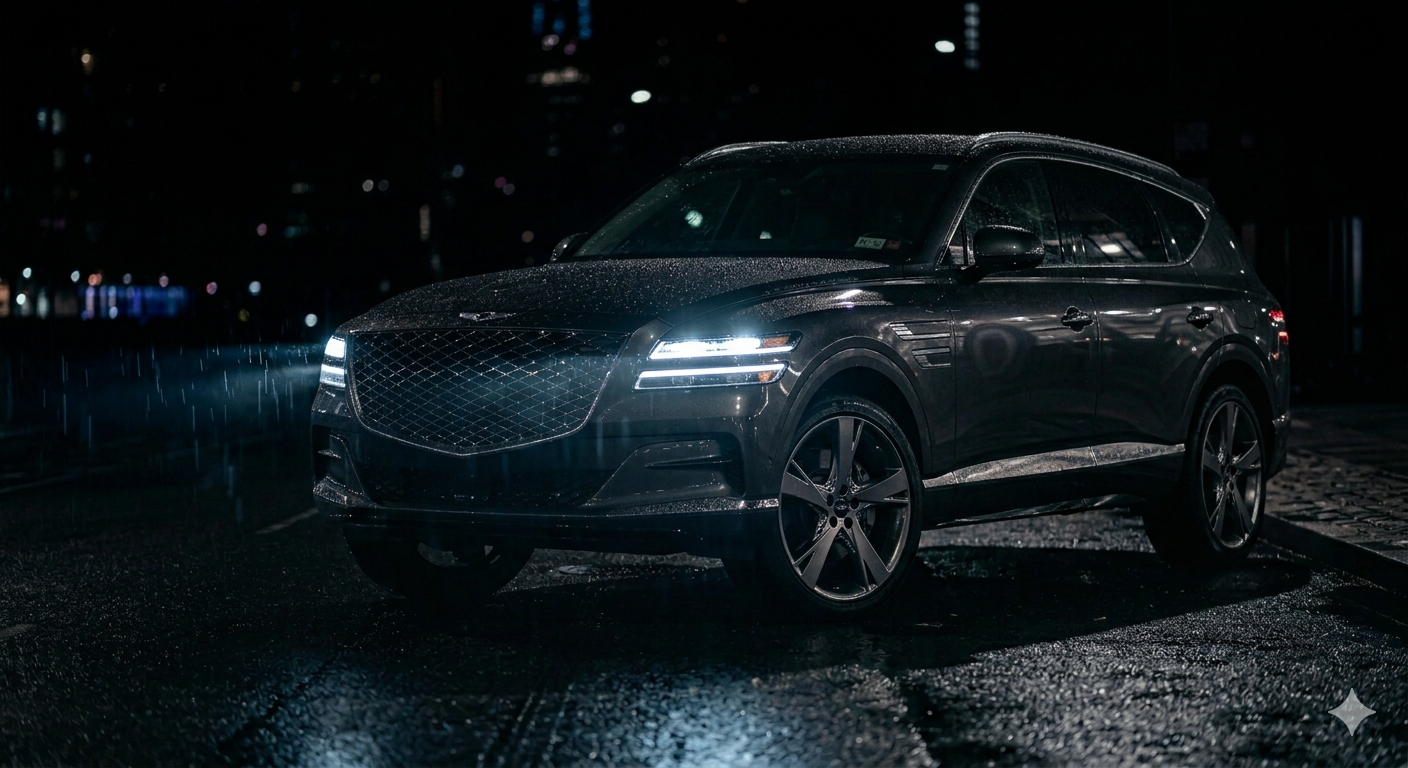 Dark luxury Genesis SUV at night